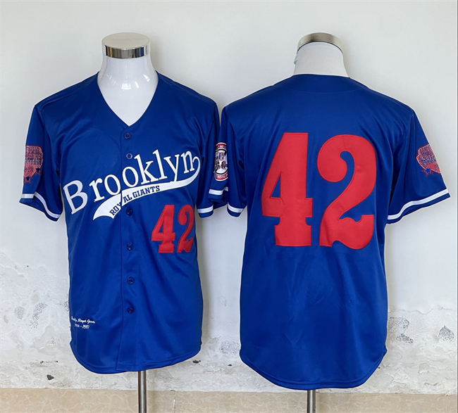 Men's Royal Brooklyn Dodgers #42 Jackie Robinson Stitched Baseball Jersey